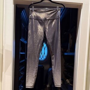 Athleta Elation Ombré Metallic Silver Leggings Size M